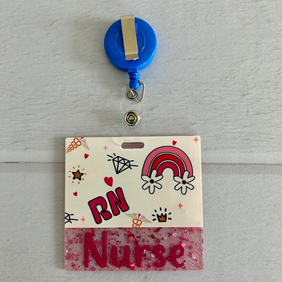 Glitter Badge Buddy | Nurse Card Holder | RN ID Tag Backer and Retractable Reel - Picture 5 of 12